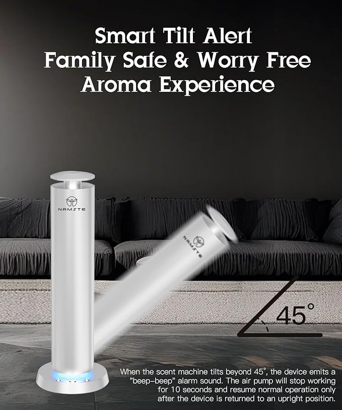 Waterless Diffuser Starter Kit Wireless Scent Machine with LED Light – APP & Remote & Button Control, Home Aromatherapy Quiet Mist 1800 Sq Ft Coverage, Cold Air Essential Oil Diffusers (Silver)