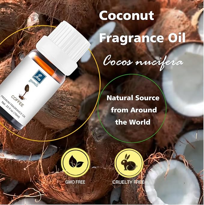 GM Gumili Coffee Essential Oil - Pure Organic Scent for for Aromatherapy, Diffusers, Spray, Skin & Hair Care, Massage, DIY Candles & Soap, Perfume - Coffee Fragrance, 10mL
