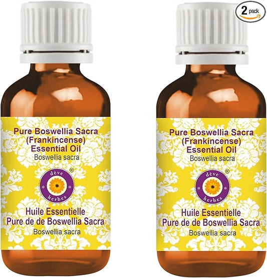 Deve Herbes Pure Boswellia Sacra (Frankincense) Essential Oil (Boswellia Sacra) Steam Distilled 100ml X 2 (6.76 oz)