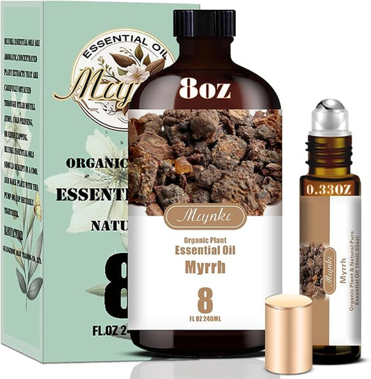 Myrrh Essential Oil – MLYNKL Myrrh Oils 8.33 fl oz for Diffusers, Humidifiers, Massage, DIY Candles, Soap, Cleaning, Home, Yoga, Office, Gifts - 250 ml