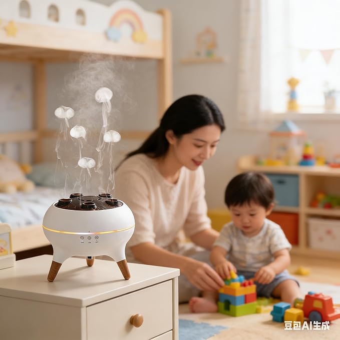 Dynamic Jellyfish Diffuser, 250ML Cool Mist Humidifier with 7 Color-Changing Lights, Smoke Ring Effect, Remote Control and 4/8H Timer Setting for Home Bedroom Office Yoga,Auto Shut-Off