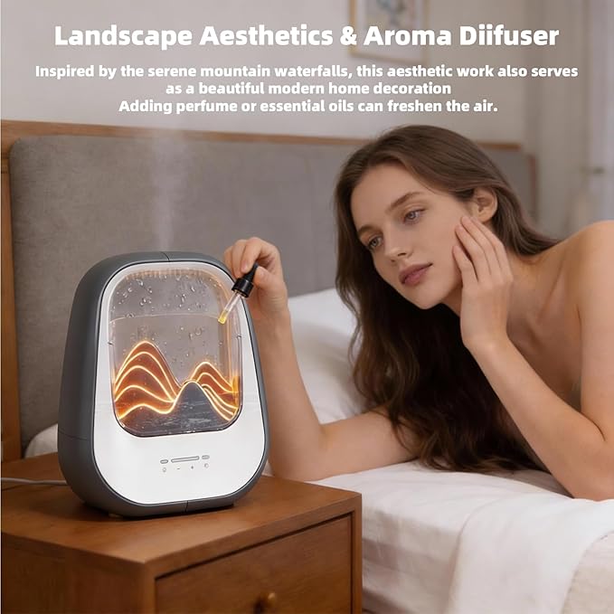 8-in-1 White Noise Sound Machine with Aroma Diffuser, Rain Sound Machine for Sleeping, Stress Relief, Waterfall Sound Machine Night Light Timer for Bedroom Office Home Decor, Gray