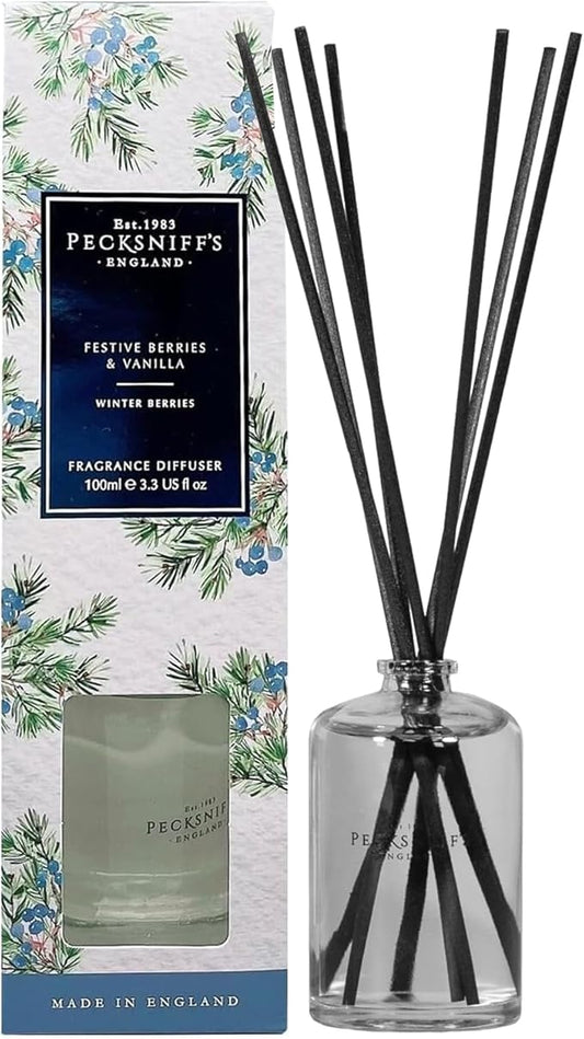 Pecksniff's Festive Berries and Vanilla Diffuser | 100 ml/3.38 Fl Oz