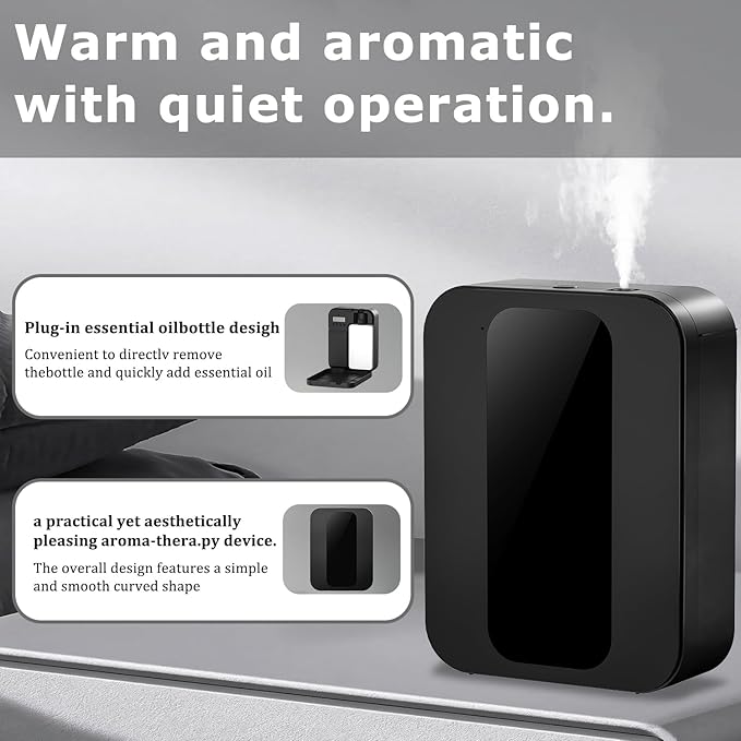 Hotel Scent Diffuser Kit, Includes 2 Premium Oils, House Scent Machine, 500ml Large Capacity Aromatherapy Machine, Cover 3500 Sq.Ft, Waterless Essential Oil Diffusers for Home Large Room, Office-Black