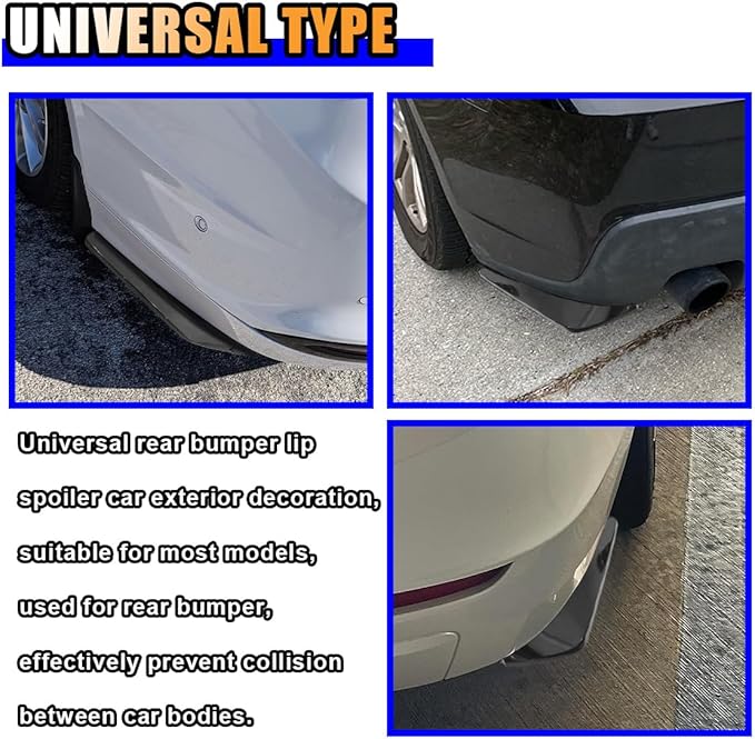 2PCS Universal Car Rear Bumper Lip Splitter Canard Diffuser - Side Fin Fenders Skirt Protector Exterior Decoration Trim for Car (Black)