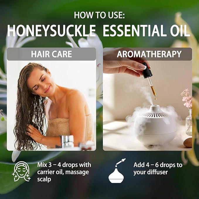 Honeysuckle Essential Oil, 16 fl oz (480ml) - ZODION Honeysuckle Fragrance Oil for Diffuser, Massage, Humidifier, DIY Candle, Soap Making, Home, Bath, Yoga