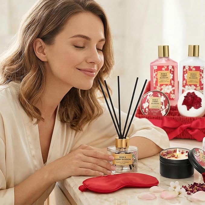 25Pcs Mothers Day Gift Basket for Women, Gifts for Women - Luxurious Rose Bath and Body Spa Gift Basket for Women, Skin Care Set for Women | Spa Kit, Gifts Set for Birthday, Christmas, Valentines Day