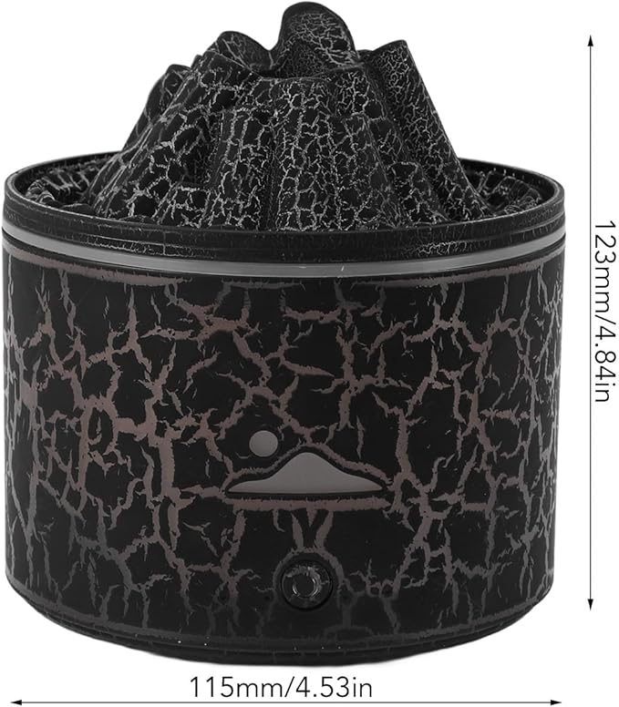Fockety Volcano Essential Oil Diffuser, 7 Colors Night Lights Cool Mist Humidifier for Bedroom, 180ml Aroma Diffuser for Office, USB Waterless Auto Off Aromatherapy Diffuser (Black)