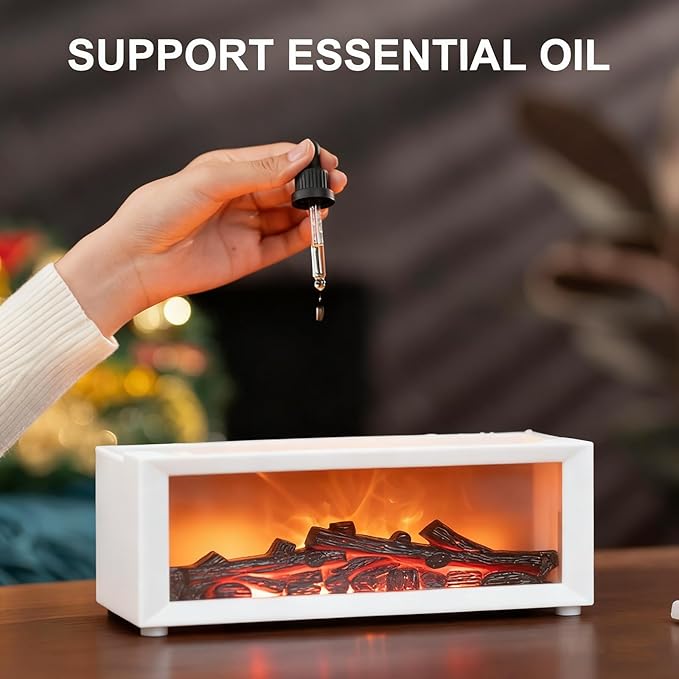 Fireplace Aroma Essential Oil Diffuser, 150ml Ultrasonic Humidifier, Scent Aroma Diffuser with Remote Control & Timer for Home, Bedroom, Office, Yoga