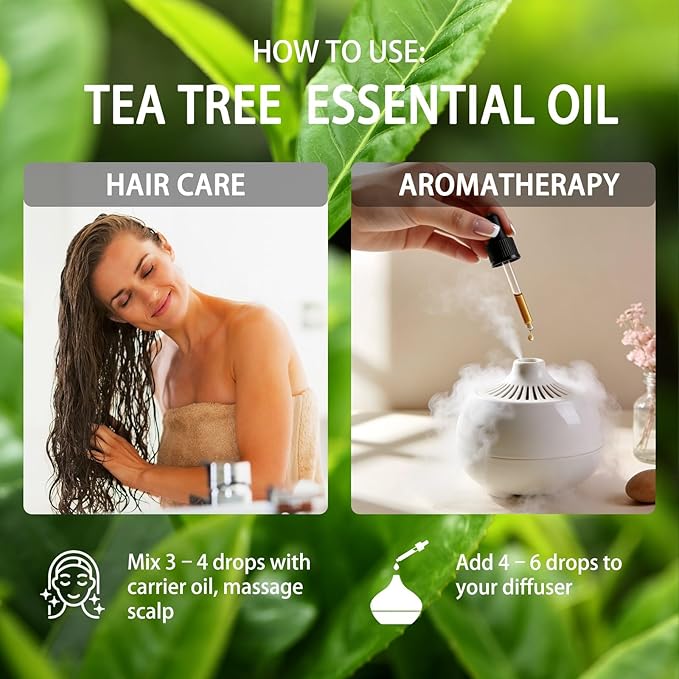 Tea Tree Essential Oil, 16 fl oz (480ml) - ZODION Tea Tree Fragrance Oil for Diffuser, Massage, Humidifier, DIY Candle, Soap Making, Home, Bath, Yoga