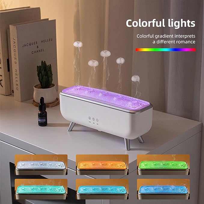 Aromatherapy Diffuser & Essential Oil Diffuser Humidifier with 5 Nozzles, Jellyfish Mist Design, 7-Color Gradient LED Lights, Remote Control, 300mL Water Tank for Home/Office