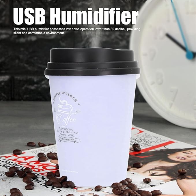 Essential Oil Diffuser, 300ml Coffee Cup Shape Mini Portable Humidifier Cordless Mute Aroma Diffuser Aromatherapy Diffuser Cool Mist Humidifier for Bedroom Office Car (Purple)