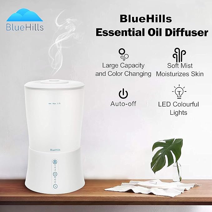 BlueHills Premium 2000 Ml and 3000 Ml Set of 3 Large Essential Oils Diffusers for Large Rooms Big Capacity Models Adjustable Cool Mist Great Gift – Value Pack of 3 White