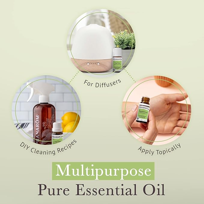 Pranarom - Top 3 Essential Oil Kit (3-Pack of 5ml) - Lavender, Tea Tree, and Peppermint Essential Oils - 100% Pure Essential Oil | USDA and ECOCERT Certified Organic