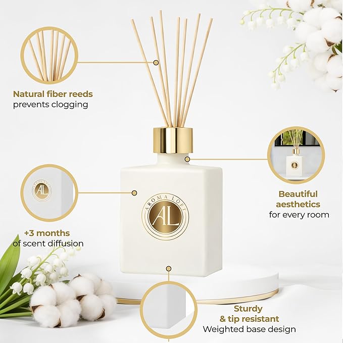 White Reed Diffusers for Home | Premium Fragrance Diffuser | White Diffuser Sticks in Oil Set with Fresh Linen Scent | Smell Good Stuff | Long-Lasting Oil for Bathroom & Office (5 oz)
