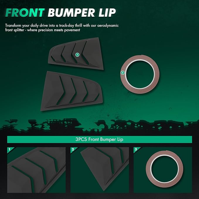 SCITOO Matte Black ABS Rear Side Window Louvers Air Vent Scoop Shades Cover Blinds Fit for 2003-2008 for Nissan 350Z