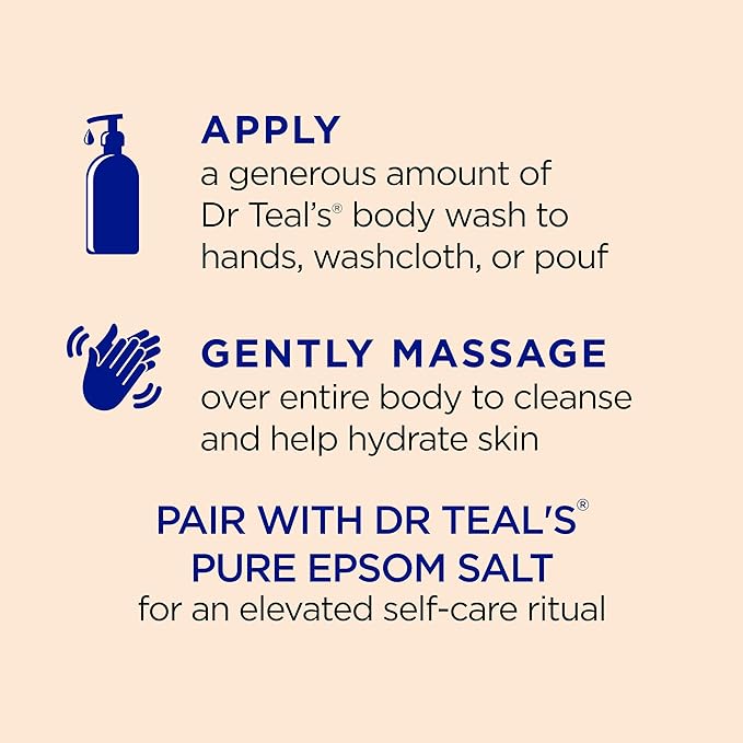 Dr Teal's Body Wash with Pure Epsom Salt, Glow & Radiance with Vitamin C & Citrus Essential Oils, 24oz (Pack of 4)
