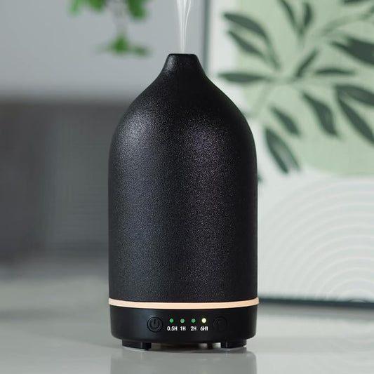 Essential Oil Diffuser Diffuser -Aromatherapy Diffuser for Essential Oils with Timer and 7 Colors LED Light Ultrasonic Diffuser with Auto Shut-Off, Home Office Decor&Gift (Black-150ml)