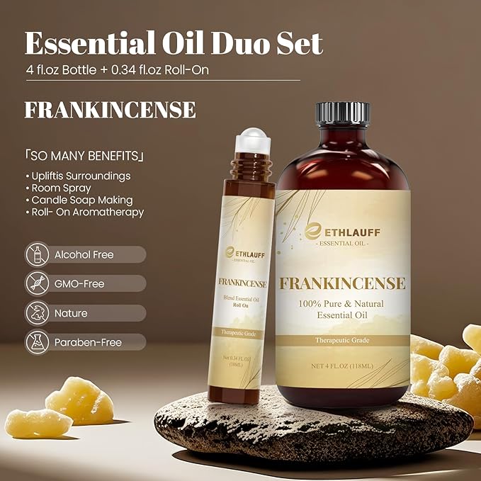 Frankincense Essential Oil — Pure and Natural, Premium Grade Essential Oils for Aromatherapy, Diffusers, Humidifiers, Skincare, Massage, Candle, Soap Making