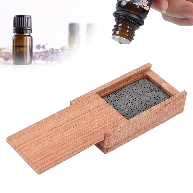 Wood Essential Oil Diffuser, Compact Portable Aromatherapy Diffuser for Home Office Car Travel, Ultrasonic Quiet Humidifier Air Vaporizer with Auto Shut-Off