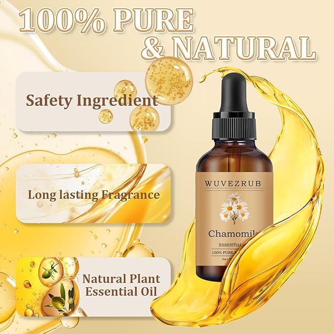 Chamomile Essential Oil 60ML - 100% Pure and Natural Oils for Aromatherapy Diffuser - 2 Fl Oz/Chamomile