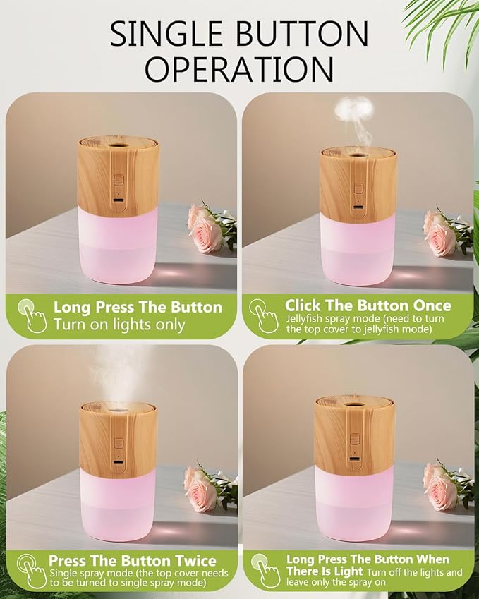 300ml Essential Oil Diffuser, Jellyfish Mist Aromatherapy Diffuser with 7 Colors, 4 Light Modes Ultrasonic Humidifier, Auto Off Diffuser Valentine's Day New Year Easter Gift for Home, Office, Yoga
