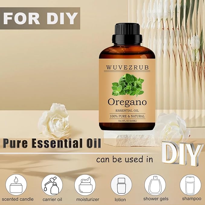 Oregano Essential Oils 240ML, 100% Pure and Natural Essential Oil for Aromatherapy Diffuser - 8 Fl Oz/Oregano