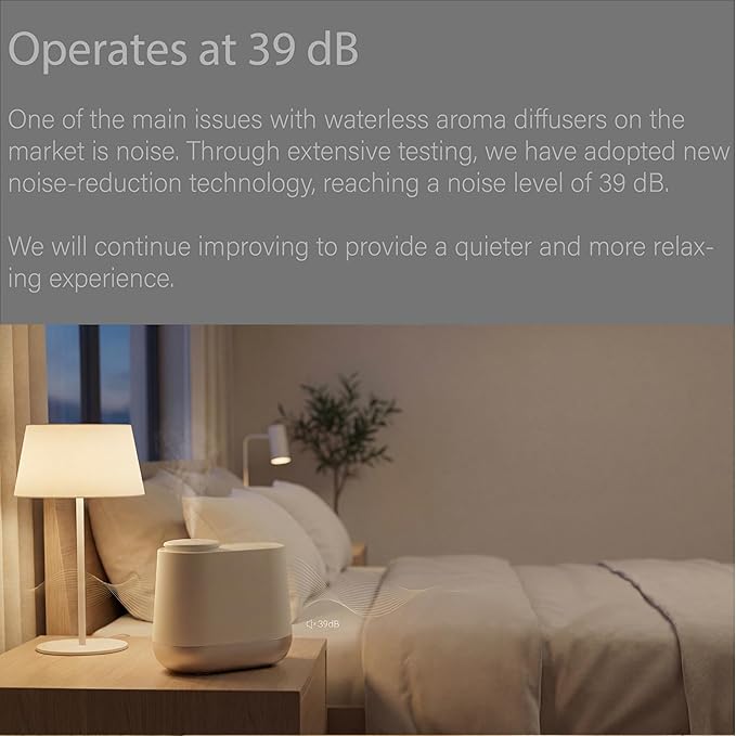 Low Noise Waterless Aroma Diffuser (200ml) – 39dB Ultra Quiet, No Water Needed, App Optional, Strong Scent for Large Rooms, Bedroom, Yoga, Office (Black)