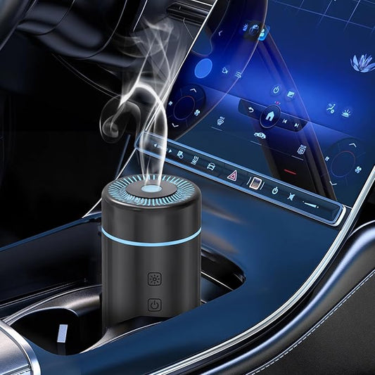 SEEDSEEL 100ML Car Diffuser, USB Rechargeable Battery Operated, Powered Cordless Essential Oil Humidifier, 7 LED Color Lights 2 Timer Modes for Car Outdoor Home (Black)