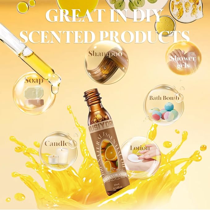 Sweet Orange Essential Oil 10ML - 100% Pure and Natural Therapeutic Grade Oils for Aromatherapy Diffuser - 0.34 Fl Oz/Sweet Orange