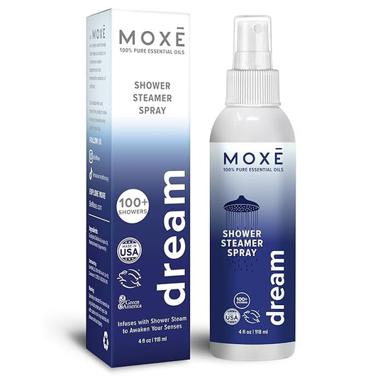 MOXE Shower Mist, Spa Steam Spray, Certified Natural Essential Oils, Aromatherapy, Tension Relief (Dream, 4 Fl Oz (Pack of 1))