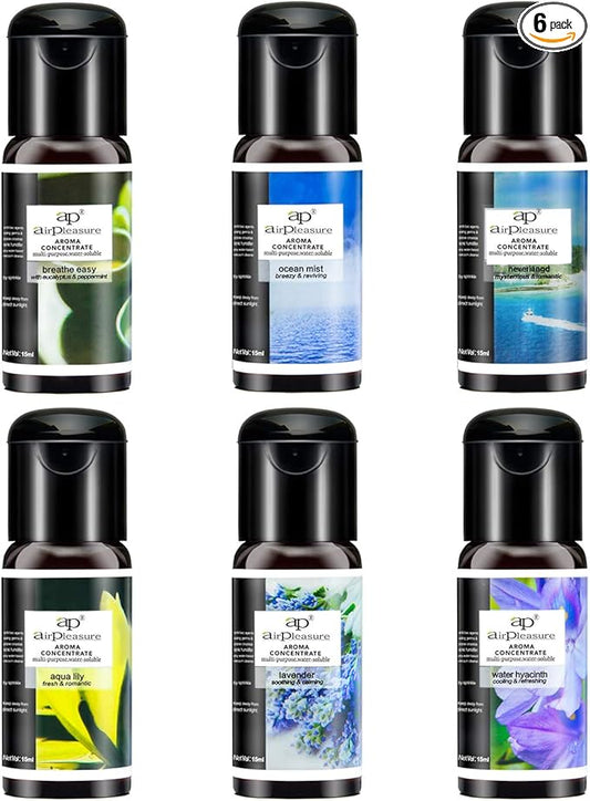 Reborn Essential Oils Set, 6x15ml Fragrance Oils Kit for Diffuser, Humidifier, Aromatherapy, Air Purifier - Aqua Lily, Water Hyacinth, Breathe Easy, Ocean Mist, Neverland, Lavender