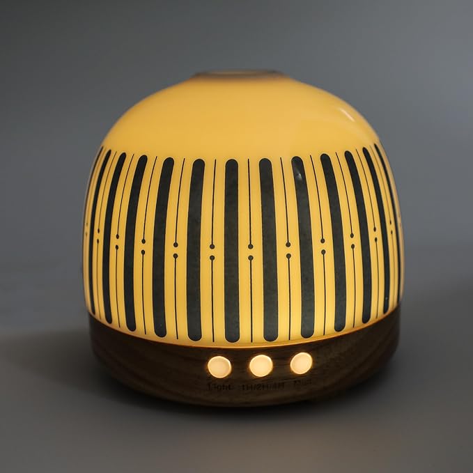 Essential Ceramic Diffuser Round Aroma Diffuser Night Light with Bull Pattern - Nano Water Mist Humidifier Luxurious Style and 300ml Unparalleled Design