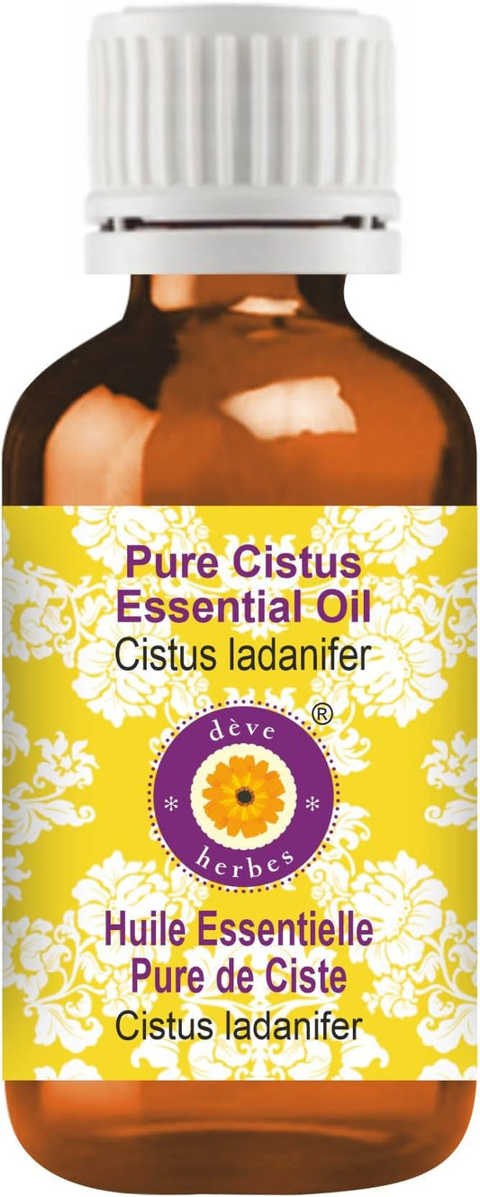Deve Herbes Pure Cistus Essential Oil (Cistus ladanifer) Steam Distilled 15ml (0.50 oz)