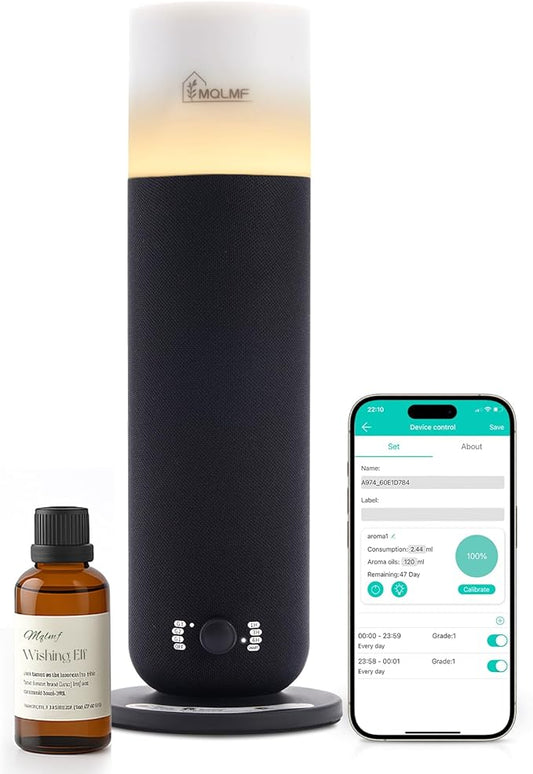 Hotel Collection Diffuser Machine,Fabric-Wrapped Design,Candlelight Atmosphere Lamp,1000 Sq Ft,Waterless Essential Oil Diffuser,Hotel Scent Diffuser,Scent Air Machine for Home - Weave Black