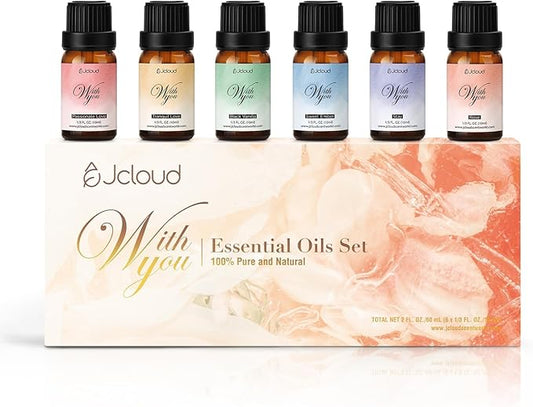 JCLOUD Fragrance Oil Gift Set for Women, Essential Oils for Diffusers for Home, Romantic Scented Oils for Perfume, Soap, Candle Making – 6x10 mL