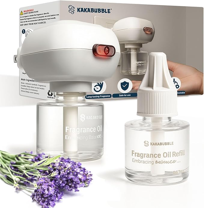 Open Air Plug-in Essential Oil Diffuser Starter Kit, 2-Pack – 30-Day Freshness, Pet & Child Safe, Ideal for Small & Medium Rooms (Lavender Scent)