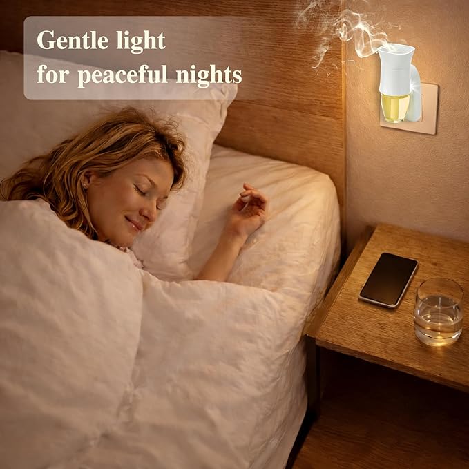2 Pack Wall Fragrance Plug in with Night Light Compatible with Bath & Body Works Wallflowers, Plug in Aromatherapy Diffuser for Bedroom, Home Fragrance, Relaxing Atmosphere - White