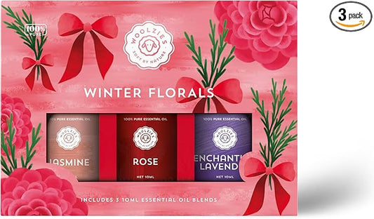 Winter Florals Essential Oil Blend Set | Jasmine, Rose & Enchanting Lavender | Aromatherapy Oils for Diffusers & Cozy Holiday Scents | Gift Set of 3
