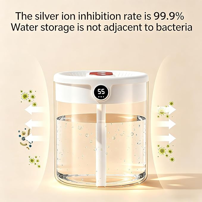 Generic 2L Anti Gravity Humidifier, Smart Bedroom Humidifier With Humidity Display, Anti Gravity Water Drop Cool Mist Diffuser, 3 Modes Dual Spray Mute Humidifier With Night Light. (White)