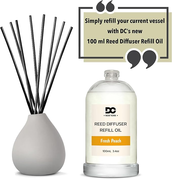 Daniella's Candles Fresh Peach Reed Diffuser Refill Oil, 3.4oz/100ml, Premium Fragrance Oil, Home Fragrance, Long Lasting, Oil for Reed Diffuser