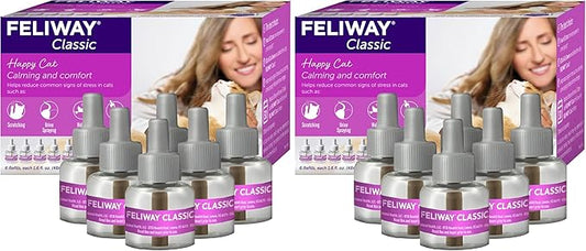 FELIWAY® Classic 30 Day Cat Calming Refills for Pheromone Diffuser,48ml Value Pack - Helps Reduce Common Signs of Stress in Cats & Kittens,Enhanced Calming,(Pack of 12)