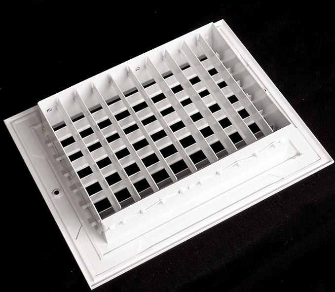HVAC Premium 10''w X 4''h Aluminum Double Deflection Adjustable Air Supply HVAC Diffuser - Full Control Vertical/Horizontal Airflow Direction - Vent Duct Cover [Outer Dimensions: 11.6''w X 5.6''h]
