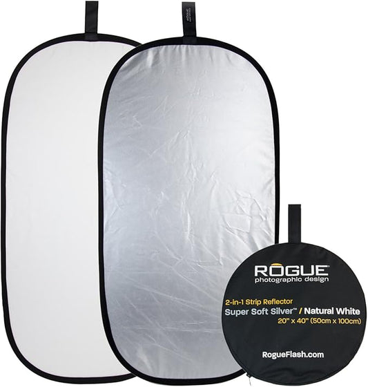 Rogue 2-in-1 Collapsible Reflector - Super Soft Silver / Natural White 20x40"