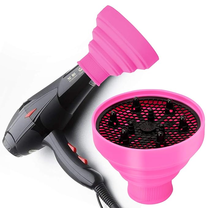 Universal Collapsible Hair Dryer Diffuser Attachment- Salon Grade Tool,Lightweight Foldable Portable Travel Folding Design Fit Most of Blow Dryers-PinkPink