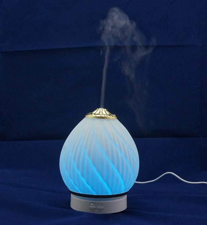Aroma Diffuser Ultrasonic Essential Oil Aromatherapy Diffusers Stress Relaxing Ceramic Humidifier Adjustable Mist Mode Waterless Auto Shut-Off for Office Home Baby Study Yoga Spa White (Gold)