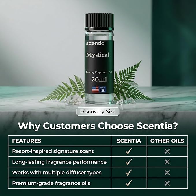 Scentia Mystical Aromatherapy Oil for Diffuser – Hotel Scent Inspired by Wynn Las Vegas – 20 mL – Melon, Raspberry & Jasmine Natural Fragrance Oil for Waterless & Cold Air Diffusers, Made in USA