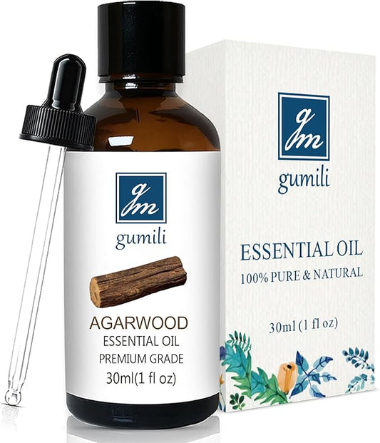 GM Gumili Agarwood Essential Oil, Pure Argawood Oud Oil for Aromatherapy, Meditation - 30ml/ 1 oz