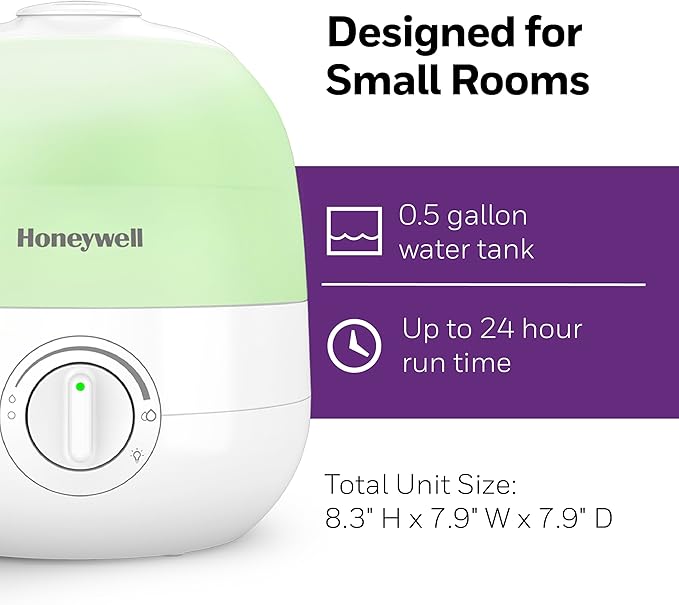 Honeywell Ultra Glow Light Changing Humidifier and Diffuser – Cool Mist Humidifier for Bedroom or Office with Essential Oil Diffuser