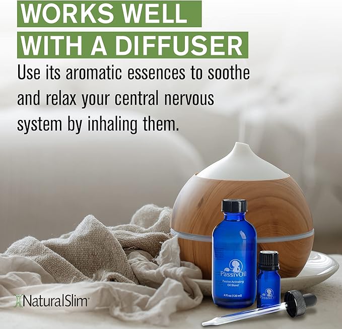 Naturalslim Calming Essential Oil Blends Passivoil can be Spread or Massaged on Skin as an Aromatherapy Fragrance Oil - Therapeutic Grade Relaxing Pure Essential Oils for Diffusers for Home - 4oz